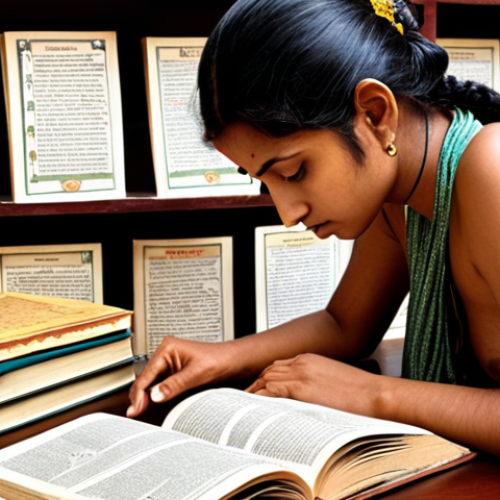 Home 14 **Prompt:** A student deeply analyzing Ayurvedic texts, surrounded by books and charts of *Tridosha* (Vata, Pitta, Kapha). Focus on concentration and prioritization.