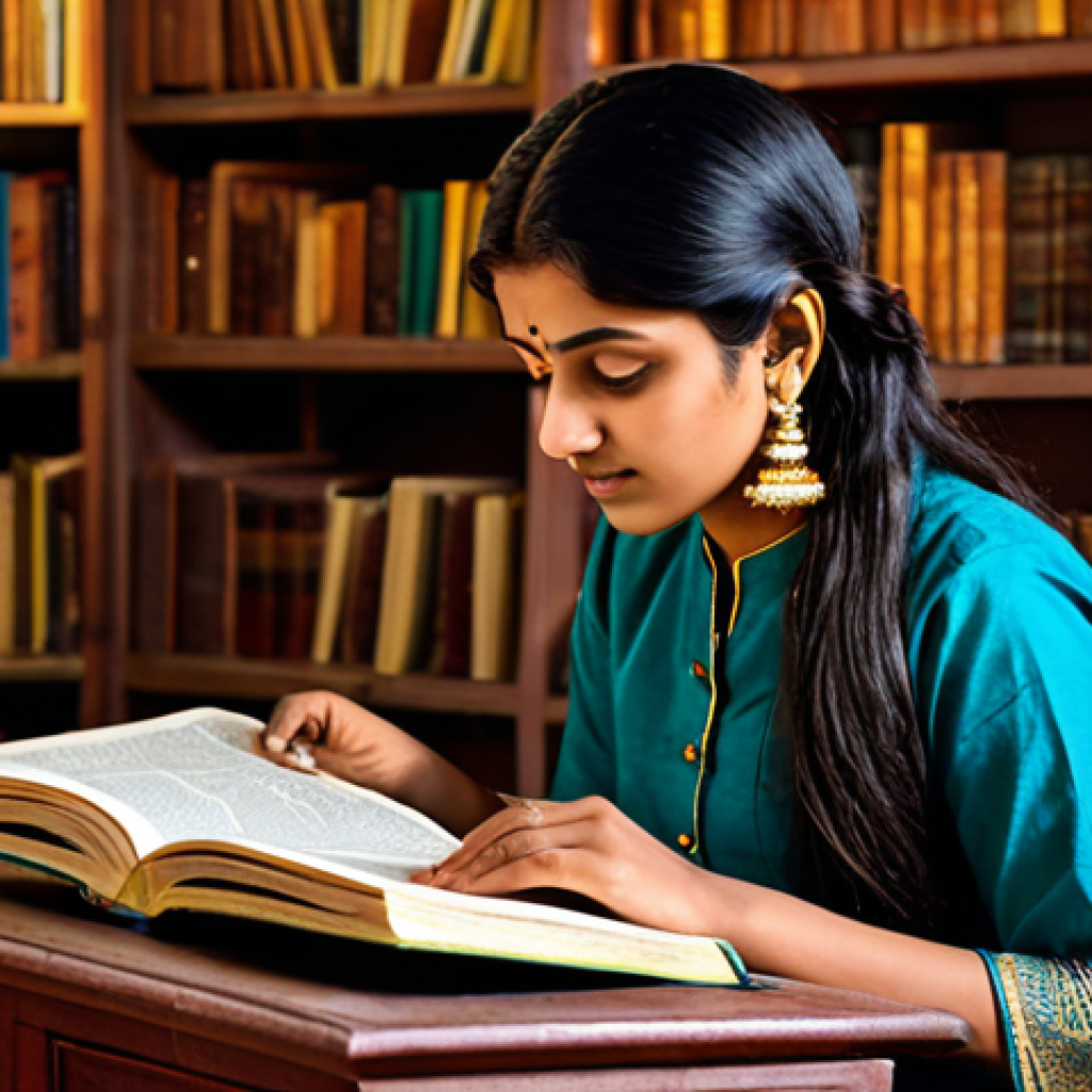 **

"A young woman in a modest salwar kameez, studying Ayurvedic texts in a traditional Indian library, fully clothed, appropriate attire, safe for work, perfect anatomy, natural proportions, detailed background, warm lighting, professional setting, family-friendly."

**