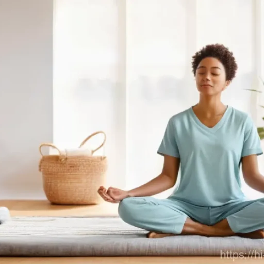 한의학과 경혈학 기초 - **Prompt:** A person (age 25-40, gender-neutral, wearing comfortable, modest loungewear) is captured...