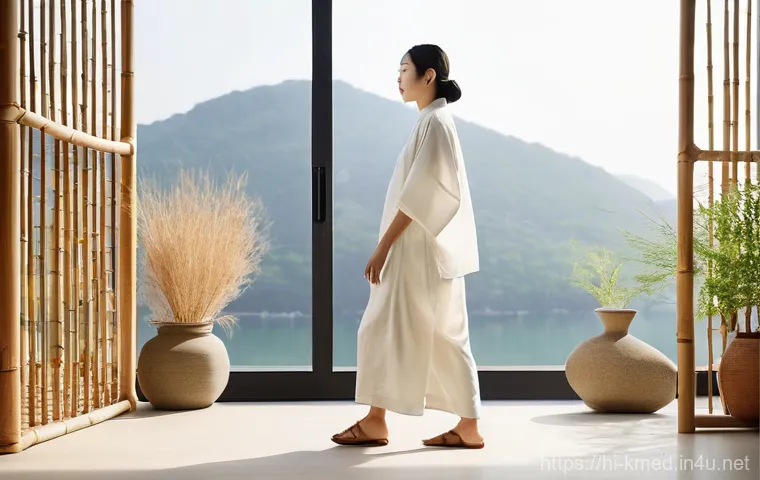 한의학과 경혈학 기초 - **Prompt:** A person (age 25-40, gender-neutral, wearing comfortable, modest loungewear) is captured...