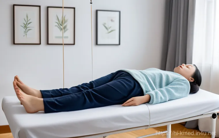 한의사와 스트레스 관리 - A compassionate, middle-aged female Hanyu (Korean traditional medicine) practitioner, wearing a trad...