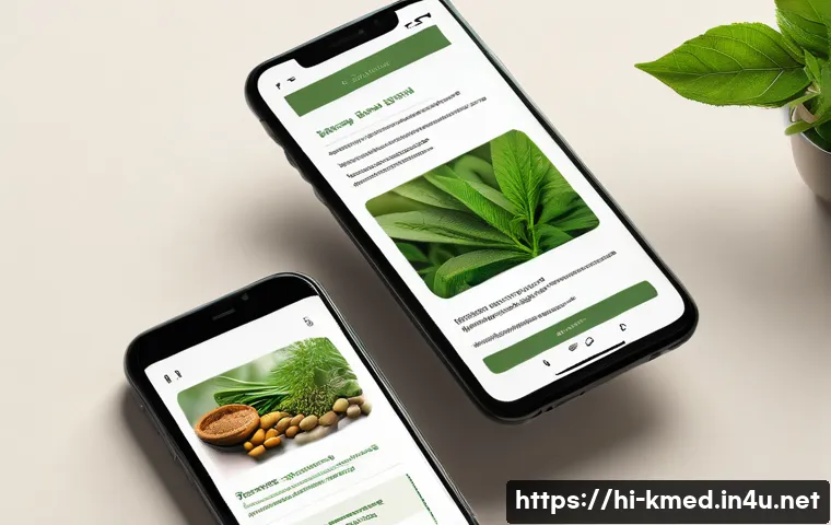 한의사 창업 마케팅 전략 - A clean, modern herbal clinic website homepage displayed on a smartphone and laptop screen, featurin...