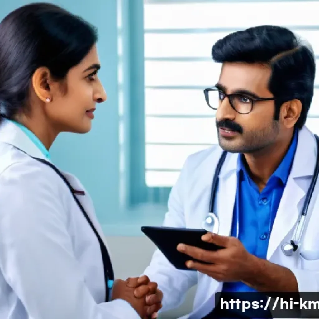 한의사와 환자 중심 치료 - A compassionate Indian doctor attentively listening to a Hindi-speaking middle-aged male patient in ...